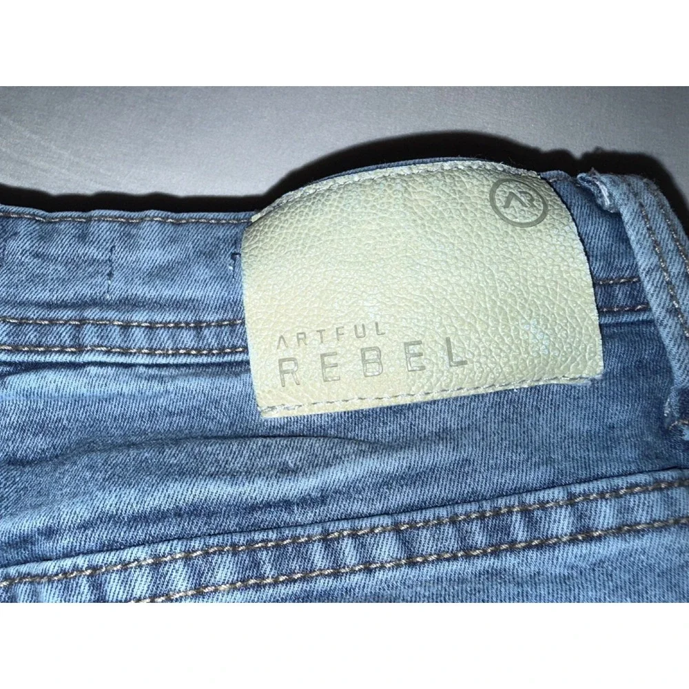 Artful Rebel Mens Slim Straight Jeans 36x30 Medium Wash Blue Stretch Denim